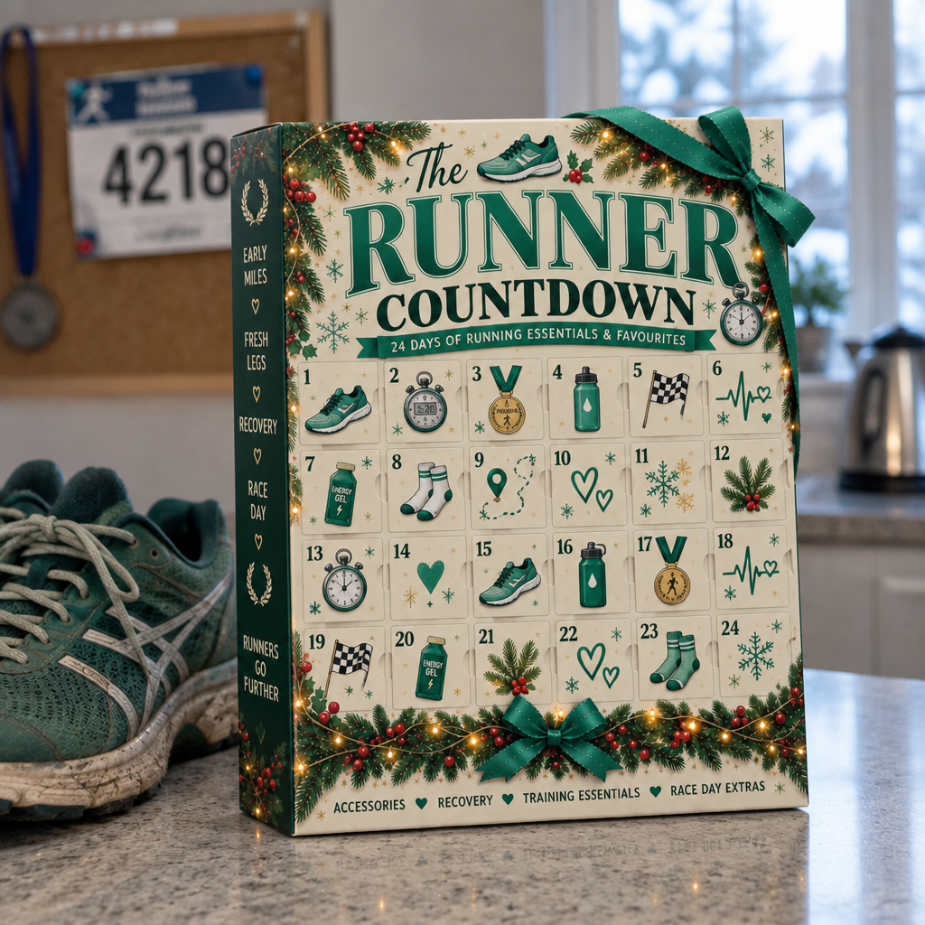 The calendar on a worktop beside running shoes